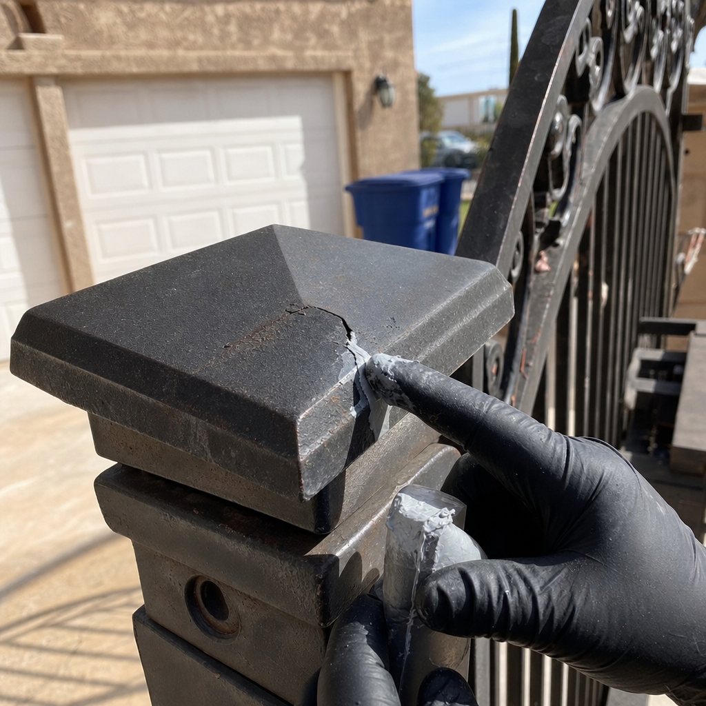 Gate post crack repair